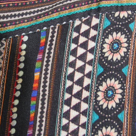 Farm Rio for Anthropologie Satin Wide-Leg Pants Black Stripe Geo Print Size XS - Picture 7 of 14